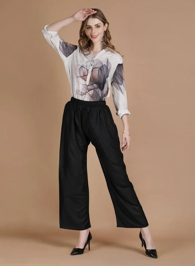 Take Two Black Black Wide Leg Ethnic Palazzos By Michael Kovlin for Women | Best Price UAE
